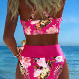 Teresa - Biquíni com padrão floral em contraste e corte dividido