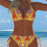 Emília - Biquíni colorido com alças e estampado