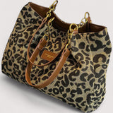 Galga - Mala de Compras em Lona com Estampado de Leopardo