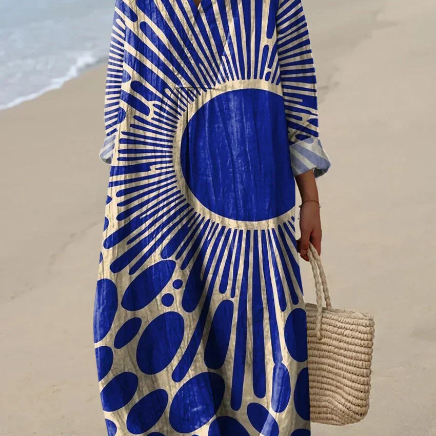 Denise - Vestido de Verão com Padrão Gráfico