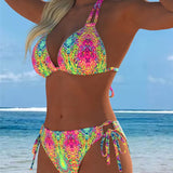 Emília - Biquíni colorido com alças e estampado