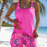 Tankini Estilo Elegante Impressão Marítima