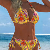 Emília - Biquíni colorido com alças e estampado
