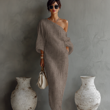 Madalena - Vestido de linho com ombros à vista