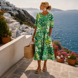 Filipa - Vestido de Verão Midi com Padrão Floral