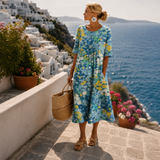 Filipa - Vestido de Verão Midi com Padrão Floral
