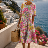 Filipa - Vestido de Verão Midi com Padrão Floral