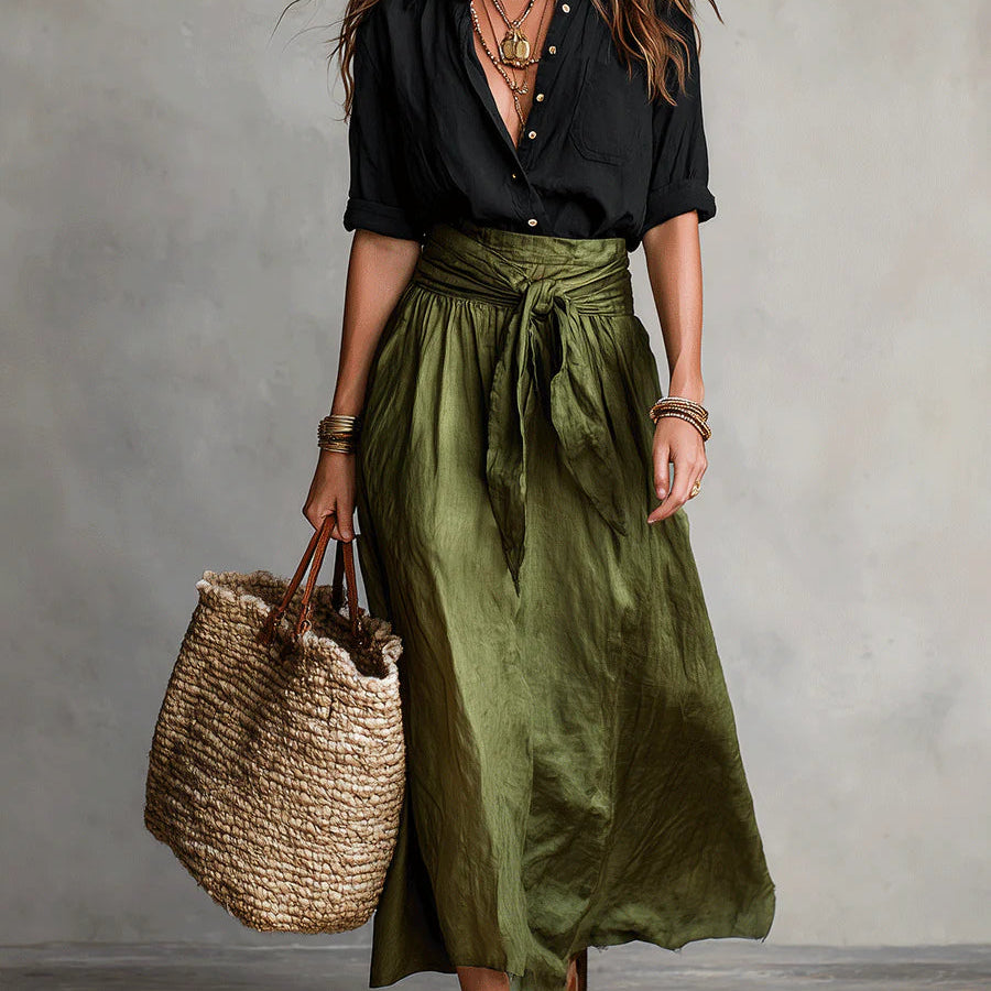 Vera - Conjunto Elegance Preto & Verde Oliva