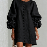 Amara - Mini Robe Elegante com Botões Florais