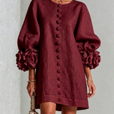 Amara - Mini Robe Elegante com Botões Florais