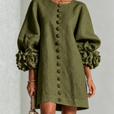 Amara - Mini Robe Elegante com Botões Florais