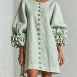 Amara - Mini Robe Elegante com Botões Florais