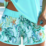 Tankini Estilo Elegante Impressão Marítima