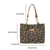 Galga - Mala de Compras em Lona com Estampado de Leopardo