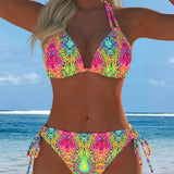 Emília - Biquíni colorido com alças e estampado