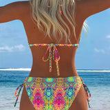 Emília - Biquíni colorido com alças e estampado