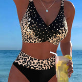 Bralette de Bikini com Padrão de Leopardo