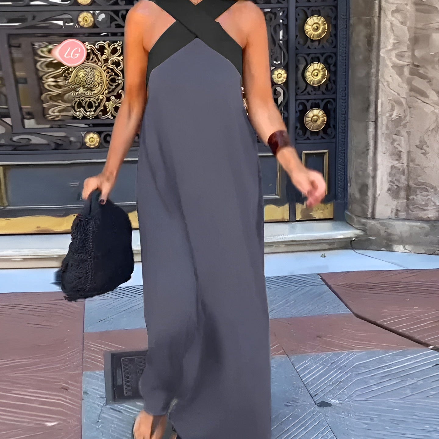 Ariana - Vestido maxi cruzado, respirável e confortável