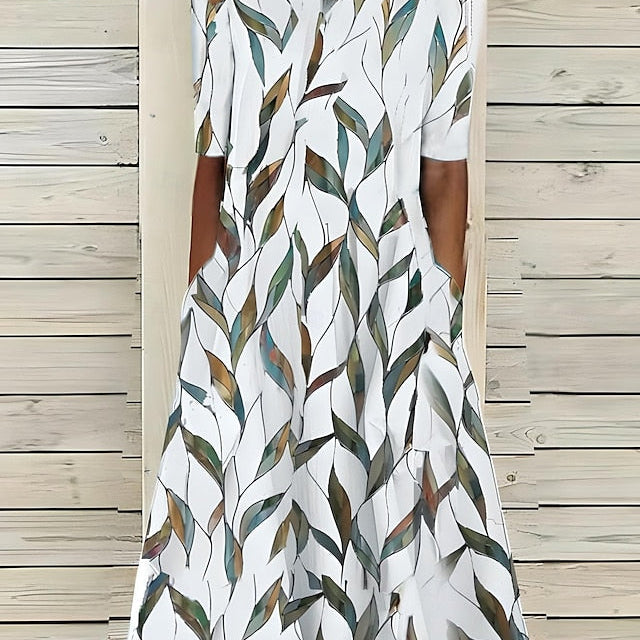 Sela™ – Küstenblumen Midi Kleid