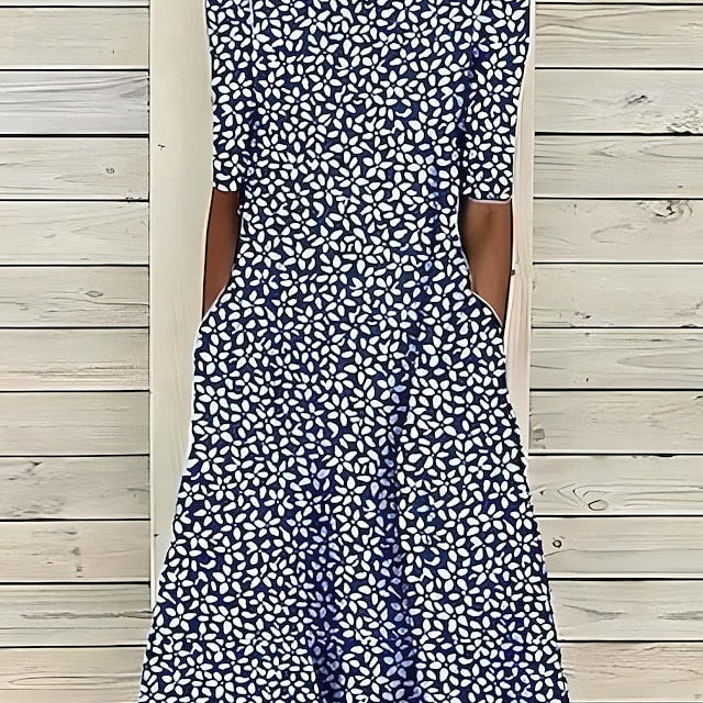 Sela™ – Küstenblumen Midi Kleid